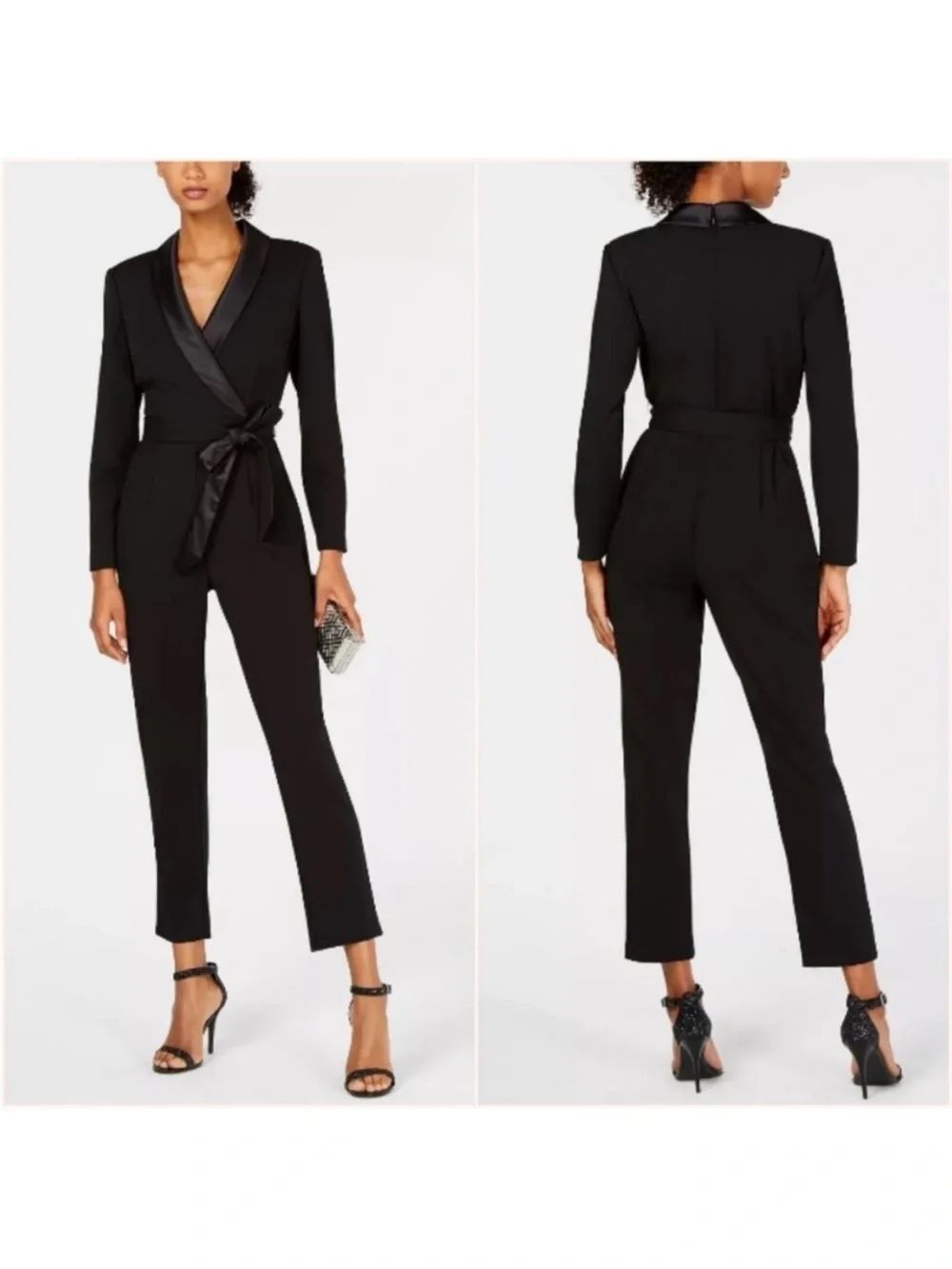 ADRIANNA PAPELL Crepe Tuxedo Jumpsuit $179